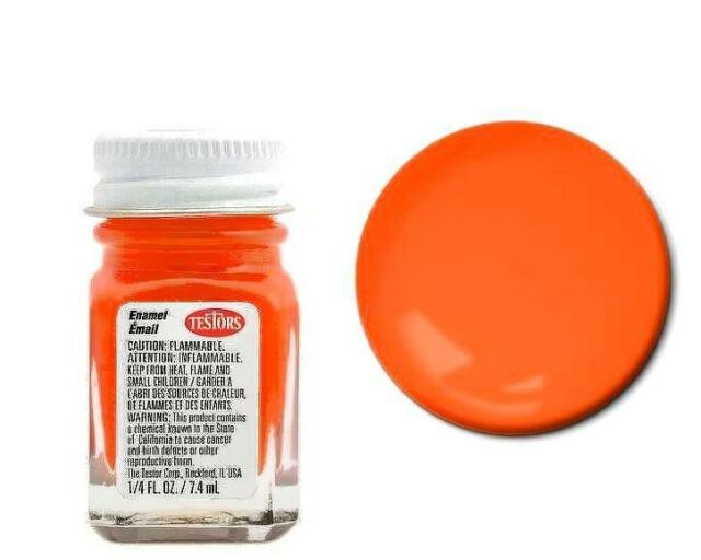 Testors 1173TT Orange Fluorescent Enamel Paint - 1/4 oz. Bottle