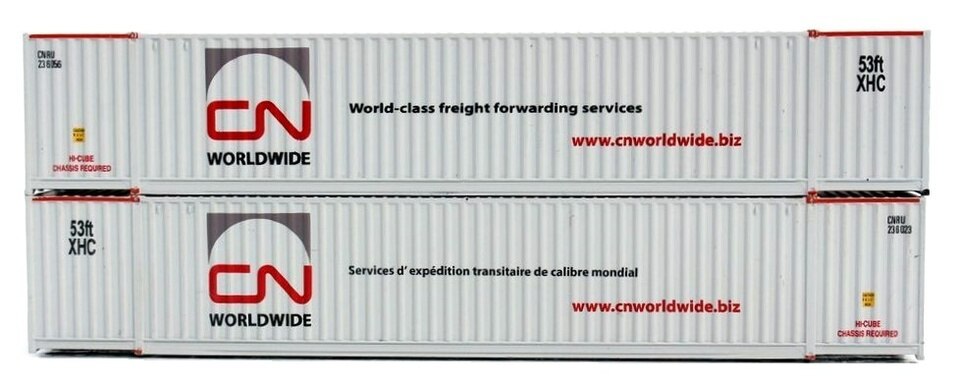 JTC Model Trains 535045 N CN Worldwide 53' Corrugated Container (Pack of 2)