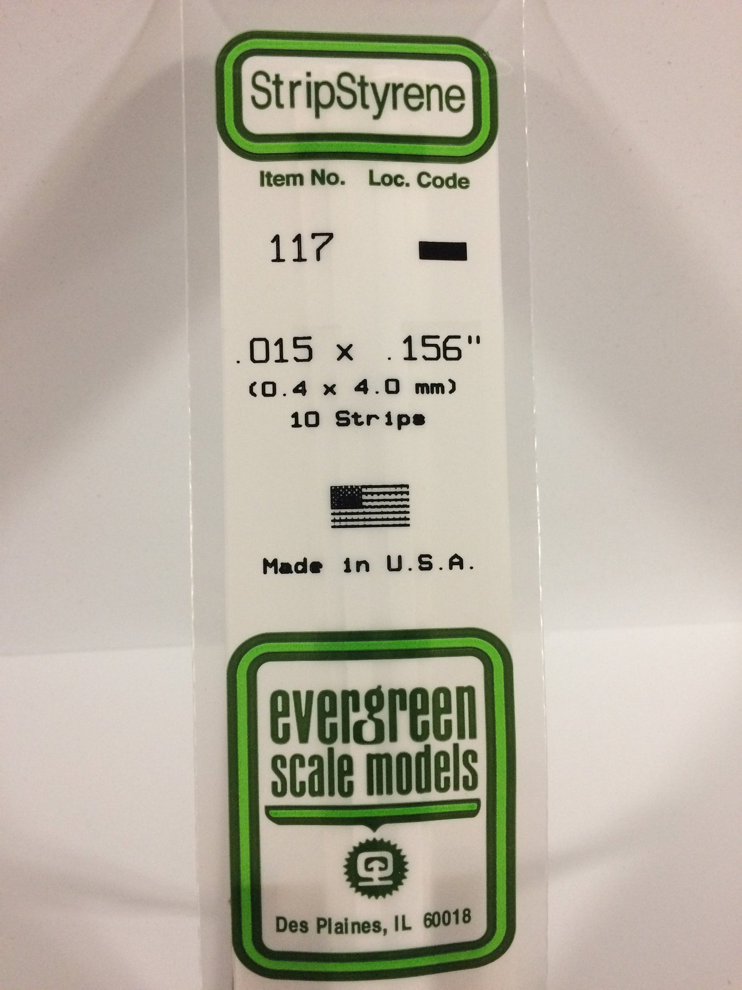 Evergreen Scale Models 117 .015" x .156" x 14" Polystyrene Strips (Pack of 10)