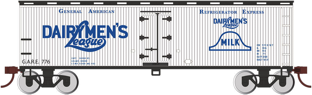 Bachmann 19810 HO Dairymen's League 40' Wood-Side Refrigerated Box Car #776
