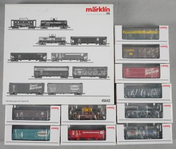 Marklin 45642 HO Scale American Freight Cars 10 Car Set LN/Box