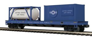 MTH 20-95385 O U.S. Air Force Flatcar  #35795 w Tank Container & 20' Container