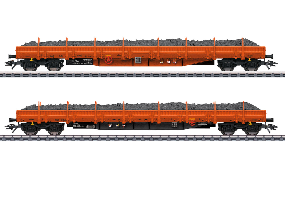 Marklin 47099 HO Ballast Transport Low Side Car Set (Set of 2) LN/Box