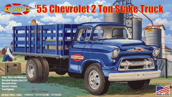 Atlantis Models H1401 1:48 1955 Chevrolet 2-Ton Stake Truck Plastic Model Kit