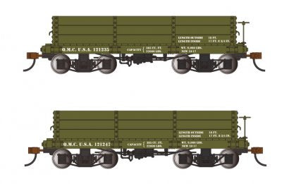 Bachmann 26534 On30 QMC Green 18' Low-Side Gondola #121235/121247 (Set of 2)
