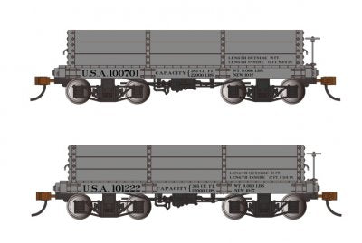 Bachmann 26533 On30 USA Gray 18' Low-Side Gondola #100701/101222 (Set of 2)