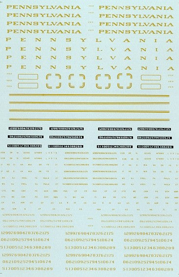 Microscale 87-66 HO Pennsylvania RR Steam Loco Gold Lettering Decal Sheet