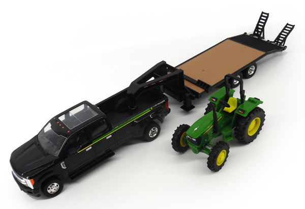 Ertl 46630 1:32 John Deere Dealer Ford F-350 with Trailer & John Deere Tractor