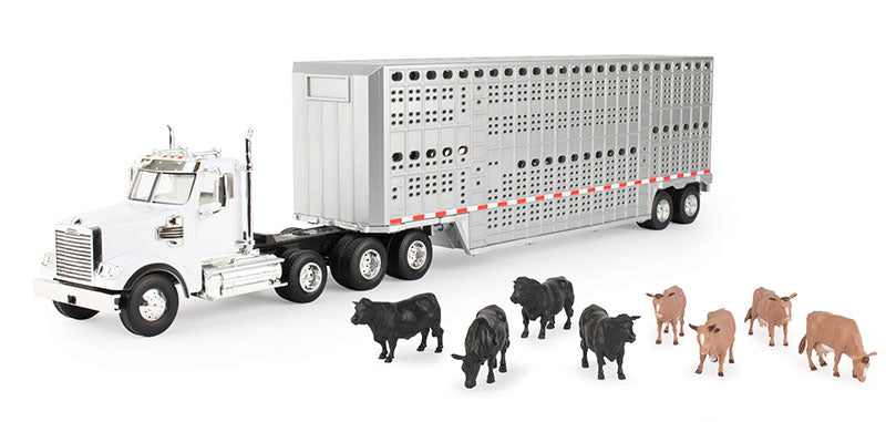 Ertl 47362 1:32 Freightliner 122SD Semi Truck with Cattle Trailer & Figures