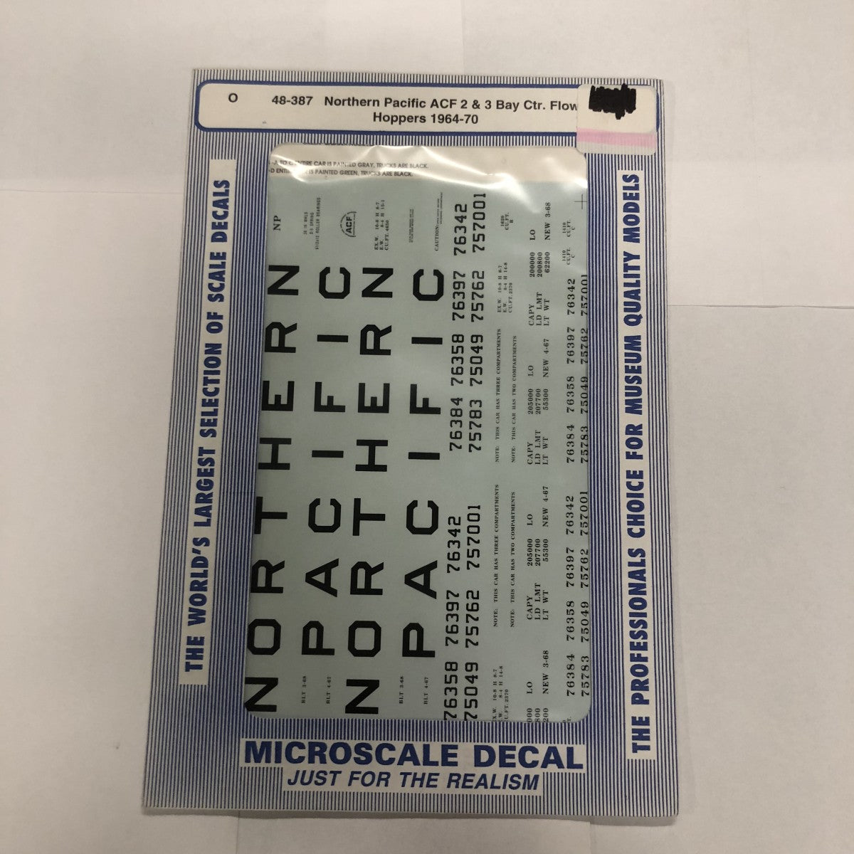 Microscale 48-387 O 1964-70 NP ACF Centerflow Hoppers Waterslide Decal Sheet