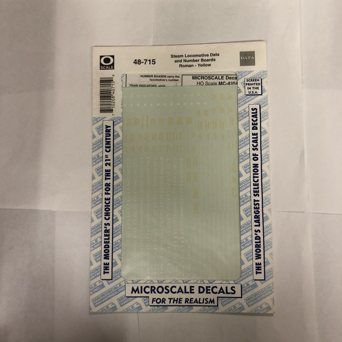 Microscale 48-715 O Roman Steam Locomotive Data & Numberboard Decal Sheet