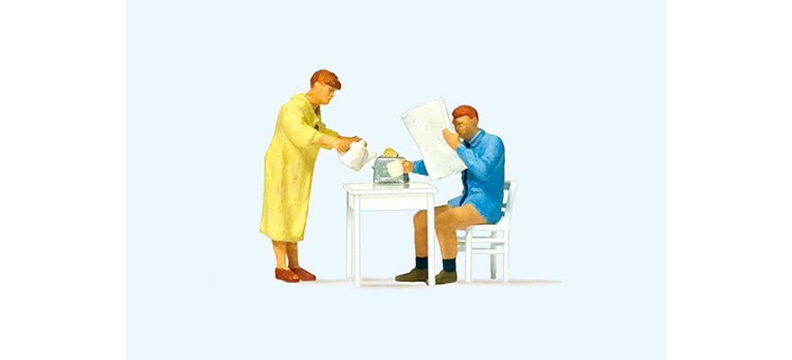 Preiser 28116 HO Eating Breakfast Figures (Set of 2)