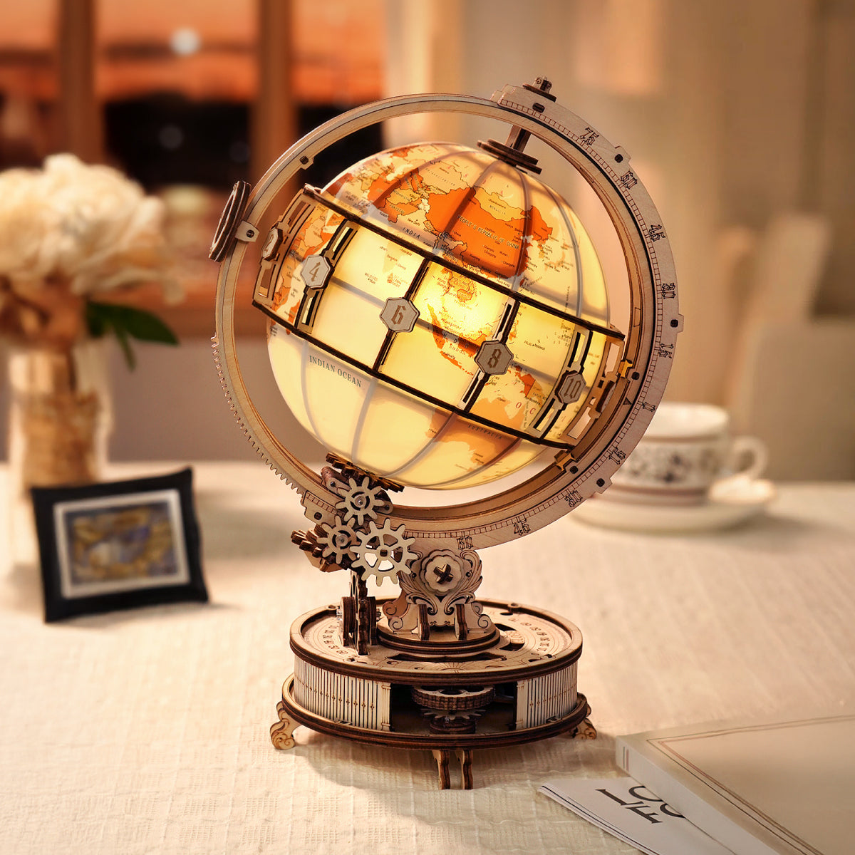 Robotime ST003D ROKR Electric Version Luminous Globe 3D Wooden Puzzle