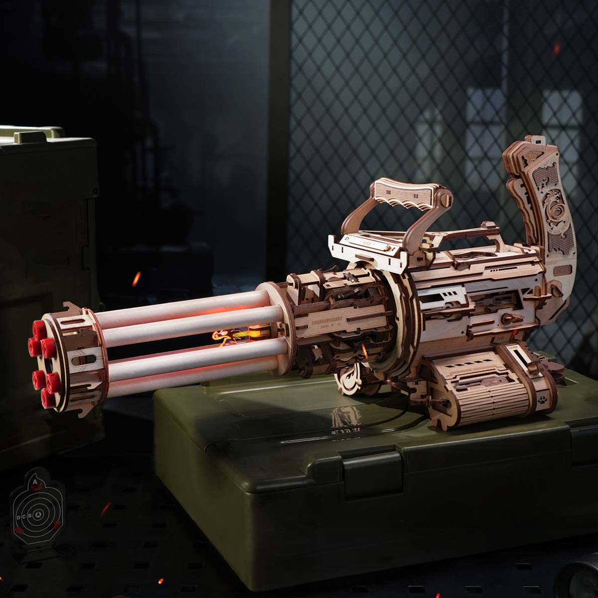 Robotime LQA01 ROKR Rotating-Barrel Machine Toy Gun 3D Wooden Puzzle
