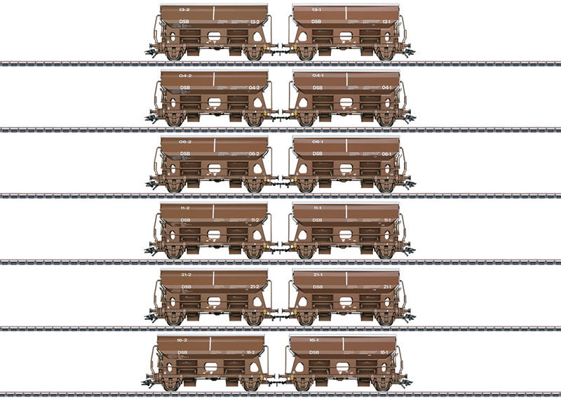 Marklin 46309 HO Danish State Railways Tdgrrs Hinged Roof Car Set (Set of 12)