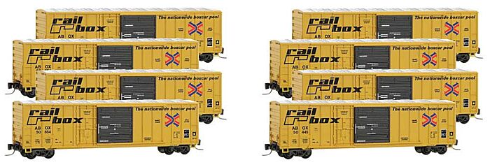Micro-Trains 99400811 Z Railbox 50' Rib-Side Box Car (Set of 8)