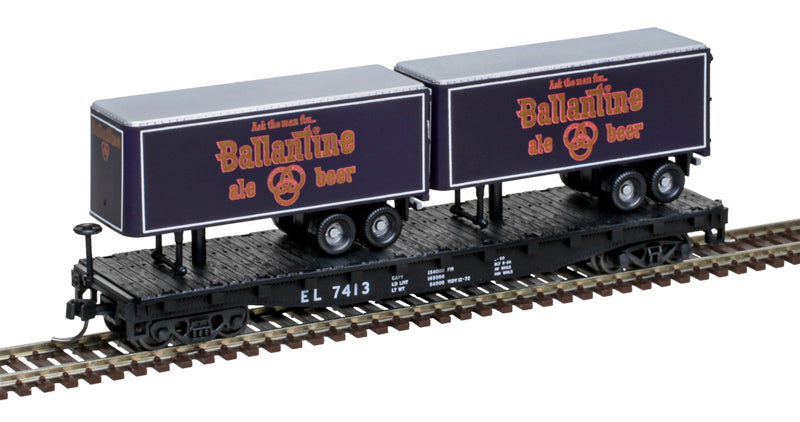 Atlas 50006504 N Ballantine/EL Trainman Flat Car with Two Trailers #7413