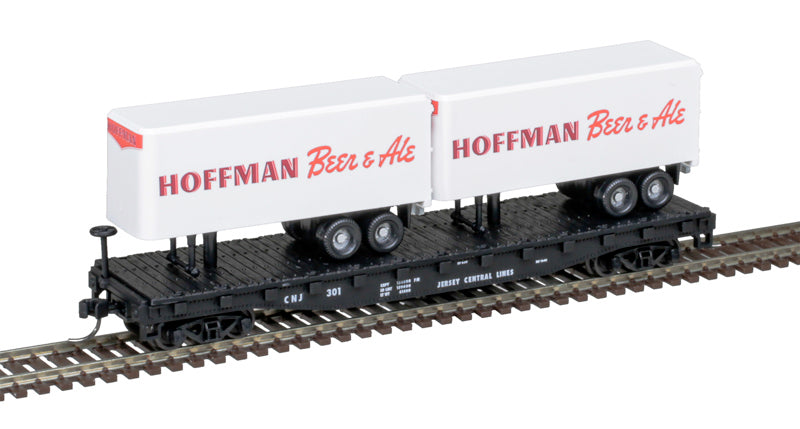 Atlas 50006507 N Hoffman/CNJ Trainman Flat Car with Two Trailers #301