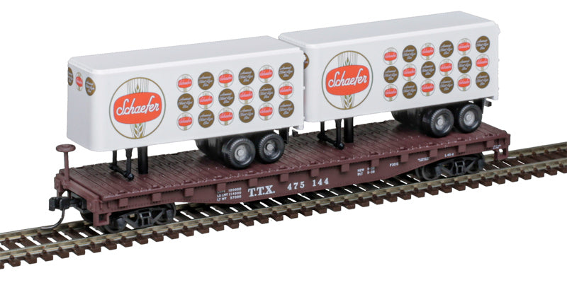 Atlas 50006516 N Schaefer/TTX Trainman Flat Car with Two Trailers #475144