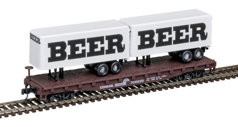 Atlas 50006518 N BEER/Conrail Trainman Flat Car with Two Trailers #700922