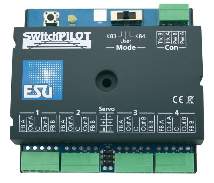 ESU 51822 SwitchPilot Servo V2.0, 4-fach Servodecoder, DCC/MM, RailCom, updatefähig