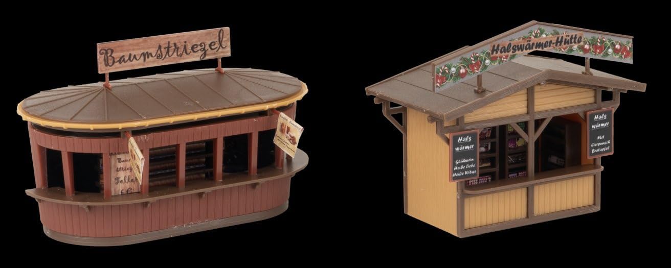 Faller 134006 HO 2 Christmas Market Stalls with Illuminated Christmas Tree Kit