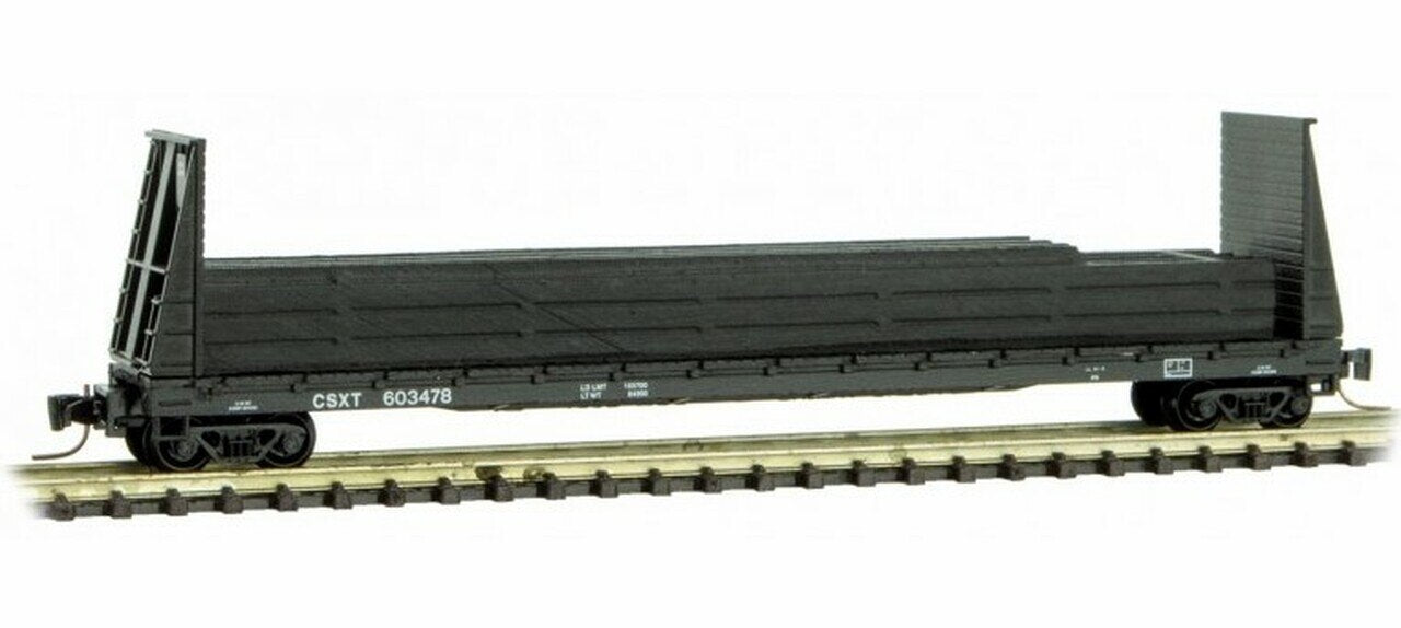 Micro-Trains 52700182 Z CSXT 60' Bulkhead Flatcar with Steel Beam Load #603478