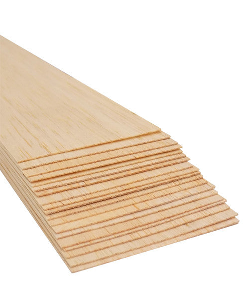 Bud Nosen Models 1130 1/32" x 3" x 36" Balsa Sheets (Pack of 20)