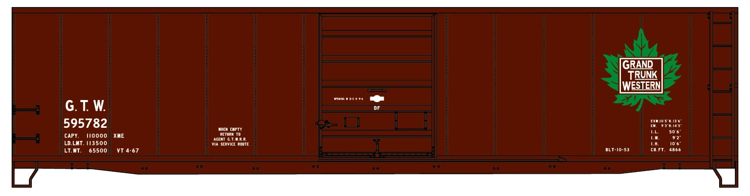 Accurail 5508 HO Grand Trunk Western 50' Steel Boxcar #595782