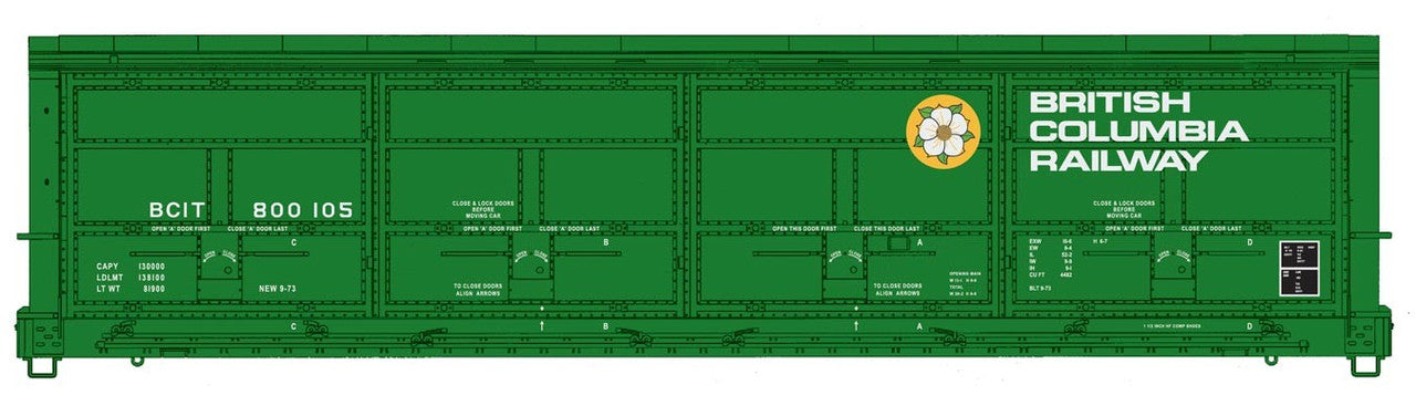 Walthers 920-101920 HO British Columbia BCIT 56' Thrall All-Door Boxcar #800113