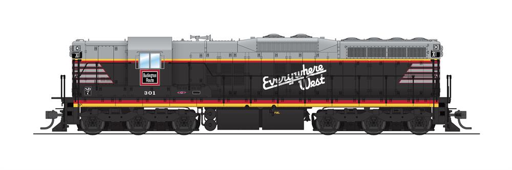 Broadway Limited 5784 HO CB&Q EMD SD7 Diesel Loco #301 w/Sound/DC/DCC