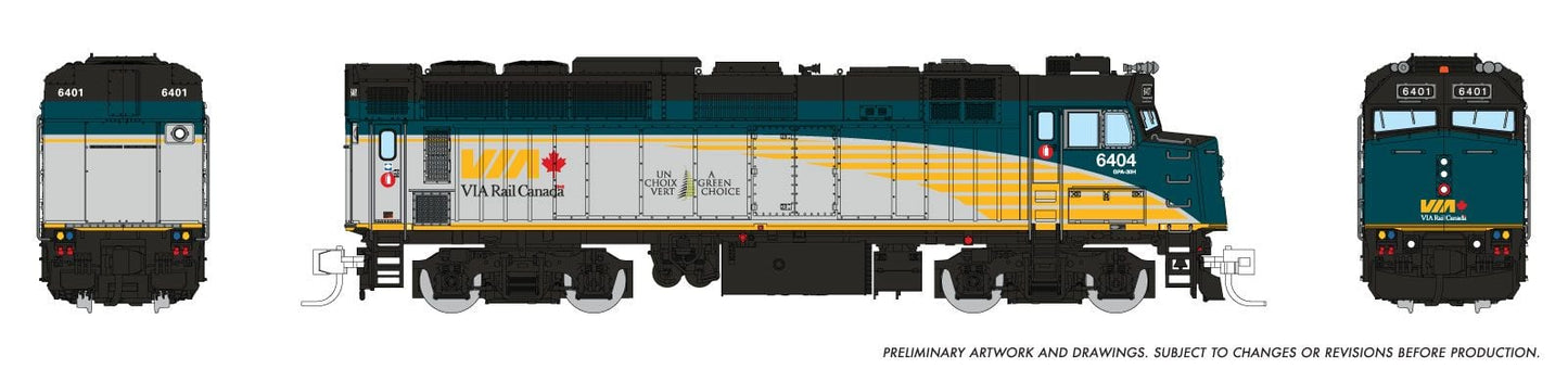 Rapido Trains 582009 N VIA Rail Rebuilt F40PH-2D Diesel Locomotive #6404