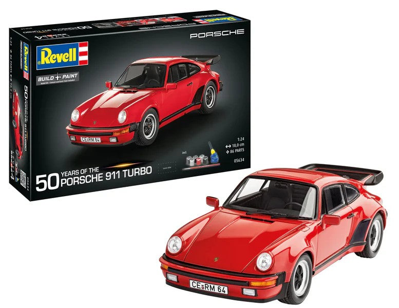 Revell of Germany 05634 1:24 Porsche 911 Turbo 50th Anniv Gift Set Plastic Kit