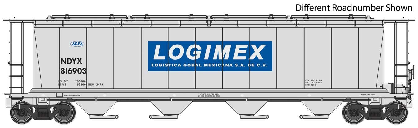 Walthers 910-7823 HO Logimex NDYX 59' Cylindrical Hopper Ready-To-Run #816876