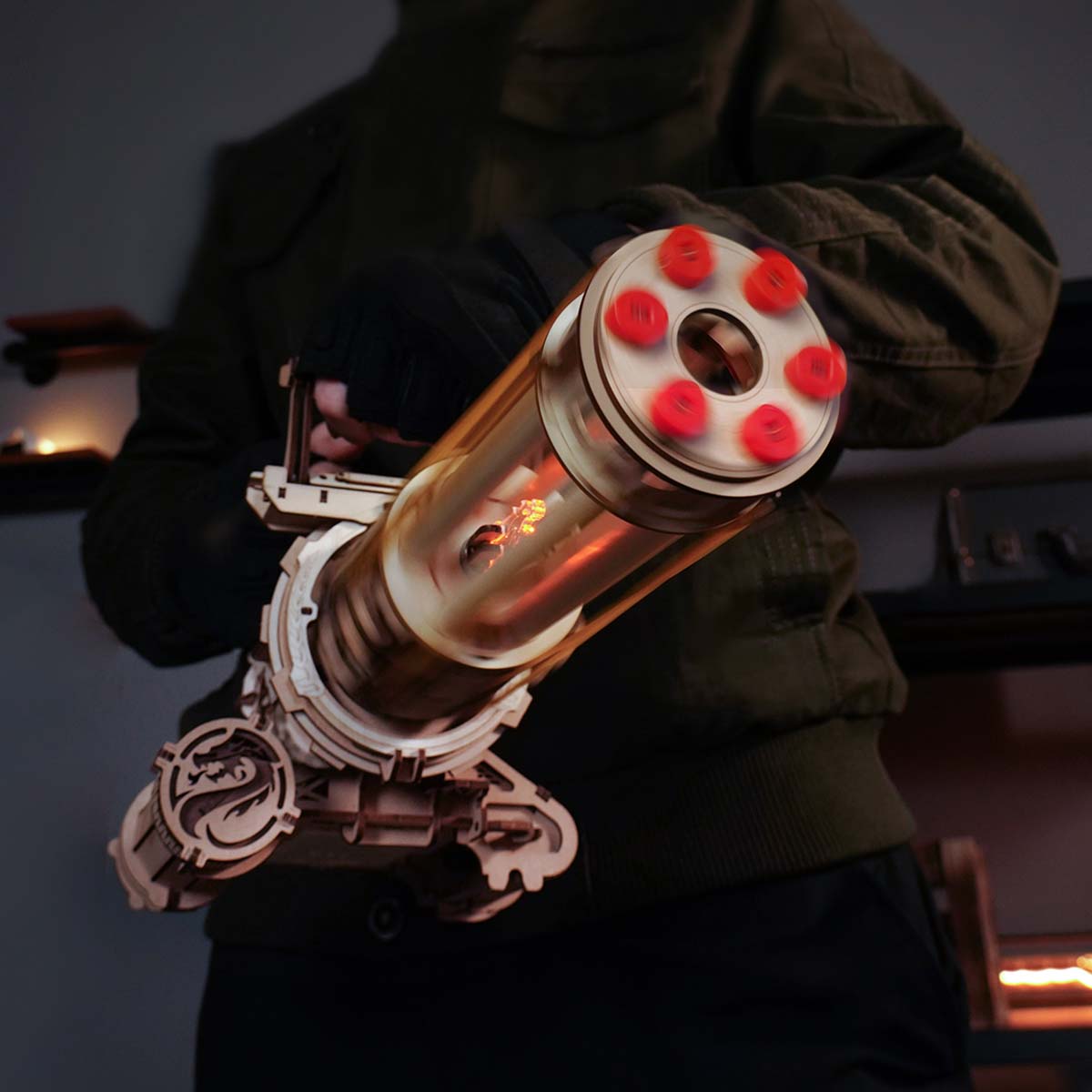 Robotime LQA01 ROKR Rotating-Barrel Machine Toy Gun 3D Wooden Puzzle