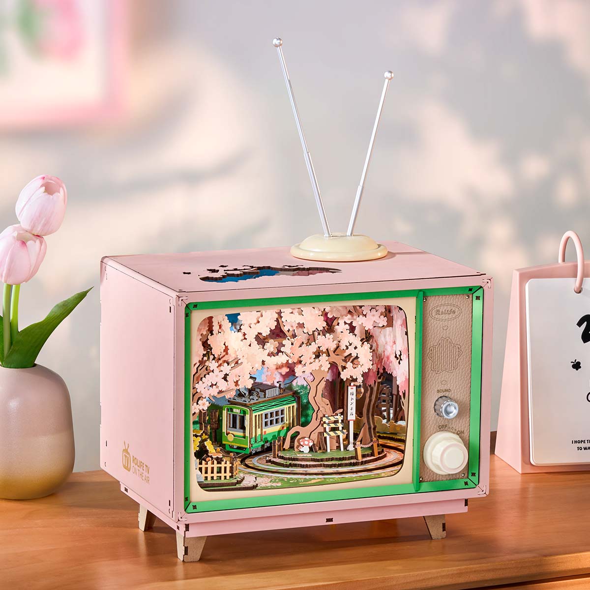 Robotime AMT02 Rolife Sakura Dreamy Tour DIY Music Box 3D Wooden Puzzle