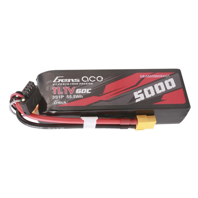Gens Ace 503S60SXGT G-Tech 5000mAh 11.1V 60C 3S1P Short-Size Lipo Battery w/Plug