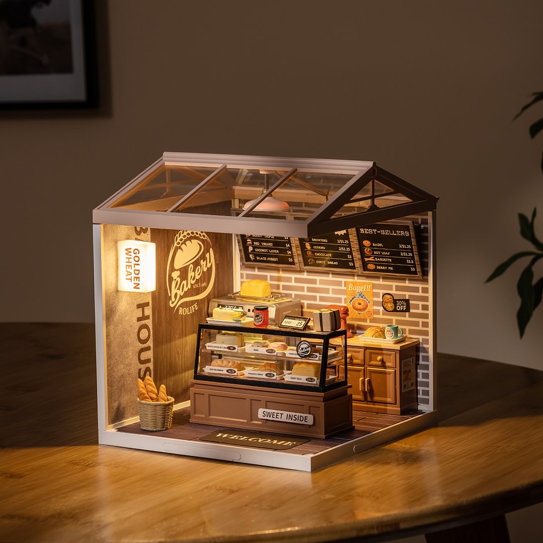 Robotime DW005 Rolife Super Creator Golden Wheat Bakery DIY Miniature House Kit