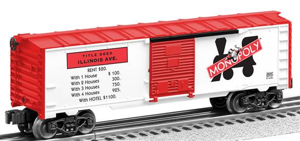 Lionel 6-39344 O Gauge Monopoly O-27 Illinois/Atlantic/Tennesse 3-Boxcar Set NIB