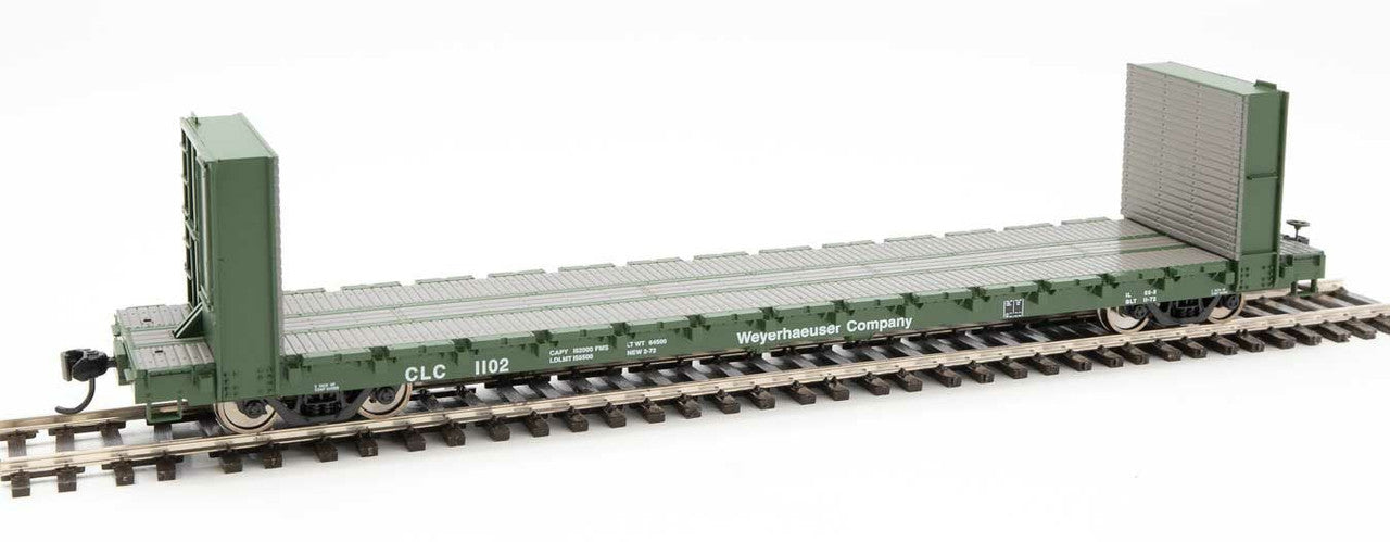 Walthers 910-5853 HO Weyerhaeuser 60' Pullman-Standard Bulkhead Flatcar #1102