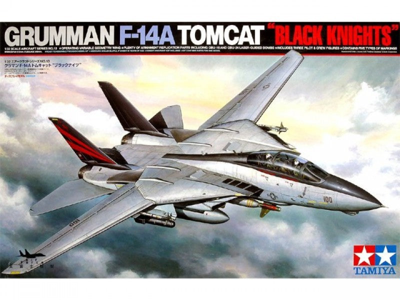 Tamiya 60313 1:32 F14A Tomcat Black Knights Defense Fighter Military Plane Kit