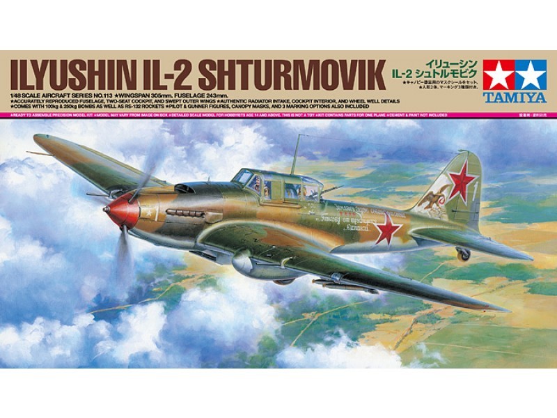 Tamiya 61113 1:48 IL2 Sturmovik Fighter Military Aircraft Plane Model Kit