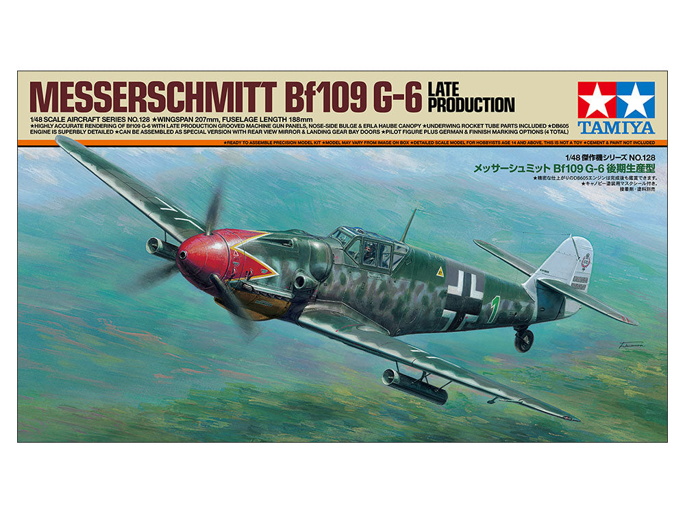 Tamiya 61128 1:48 Messerschmitt Bf109 G-6 Late Prod Aircraft Plastic Model Kit