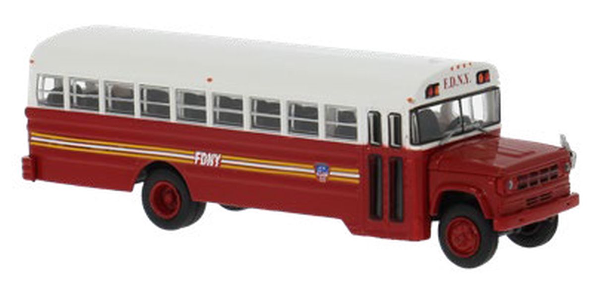 Brekina Automodelle 61336 HO FDNY Red, White 1960s-1970s Dodge S 600 Bus
