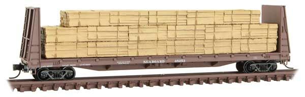 Micro-Trains 05400290 N SAL 61' 8" Bulkhead Flatcar with Lumber Load RTR #48253
