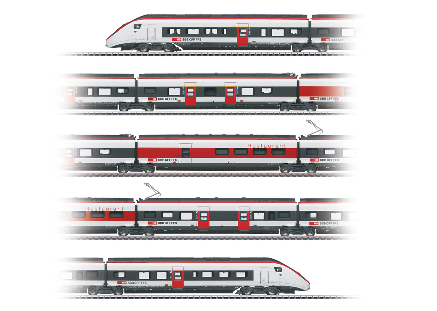 Marklin 39812 HO SBB Class RABe 501 Giruno High-Speed Rail Car Train (Set of 5)