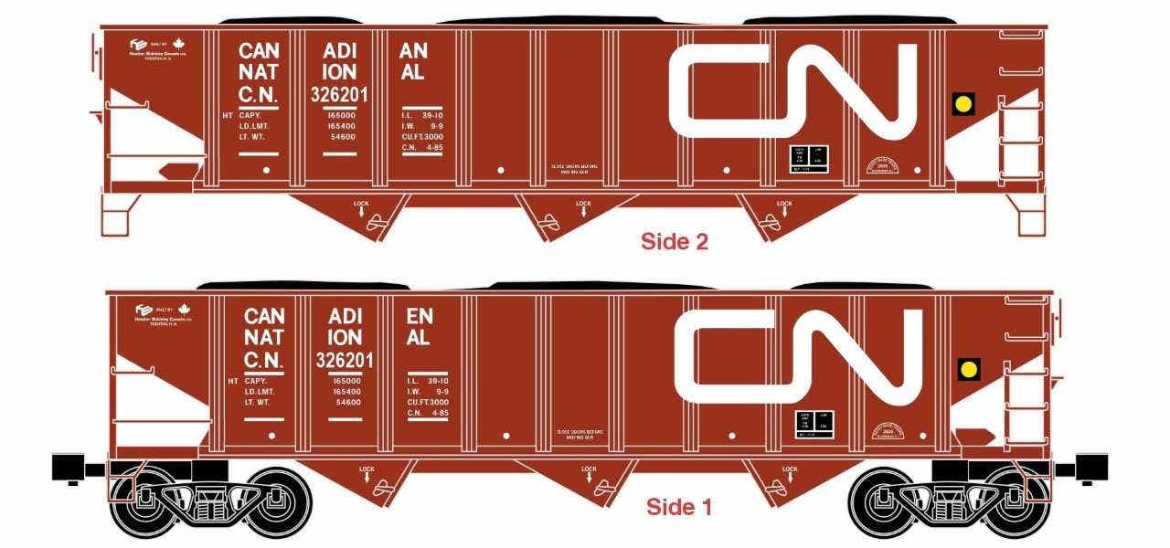 RMT 66288 O Canadian National 70 ton 3 Bay Coal Hopper with Load