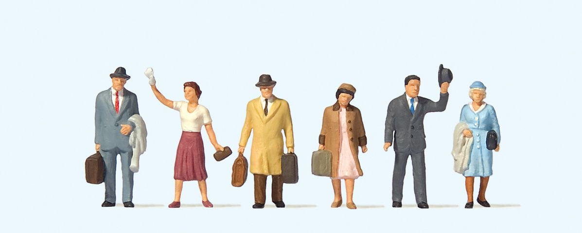 Preiser 73008 1:76 Standing Travelers #1 Figures (Set of 6)