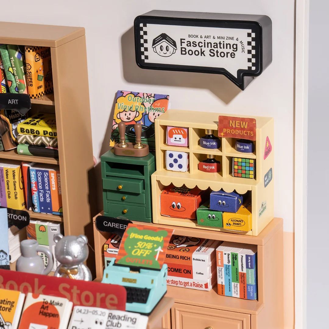 Robotime DW004 Fascinating Book Store Plastic DIY Miniature House Kit