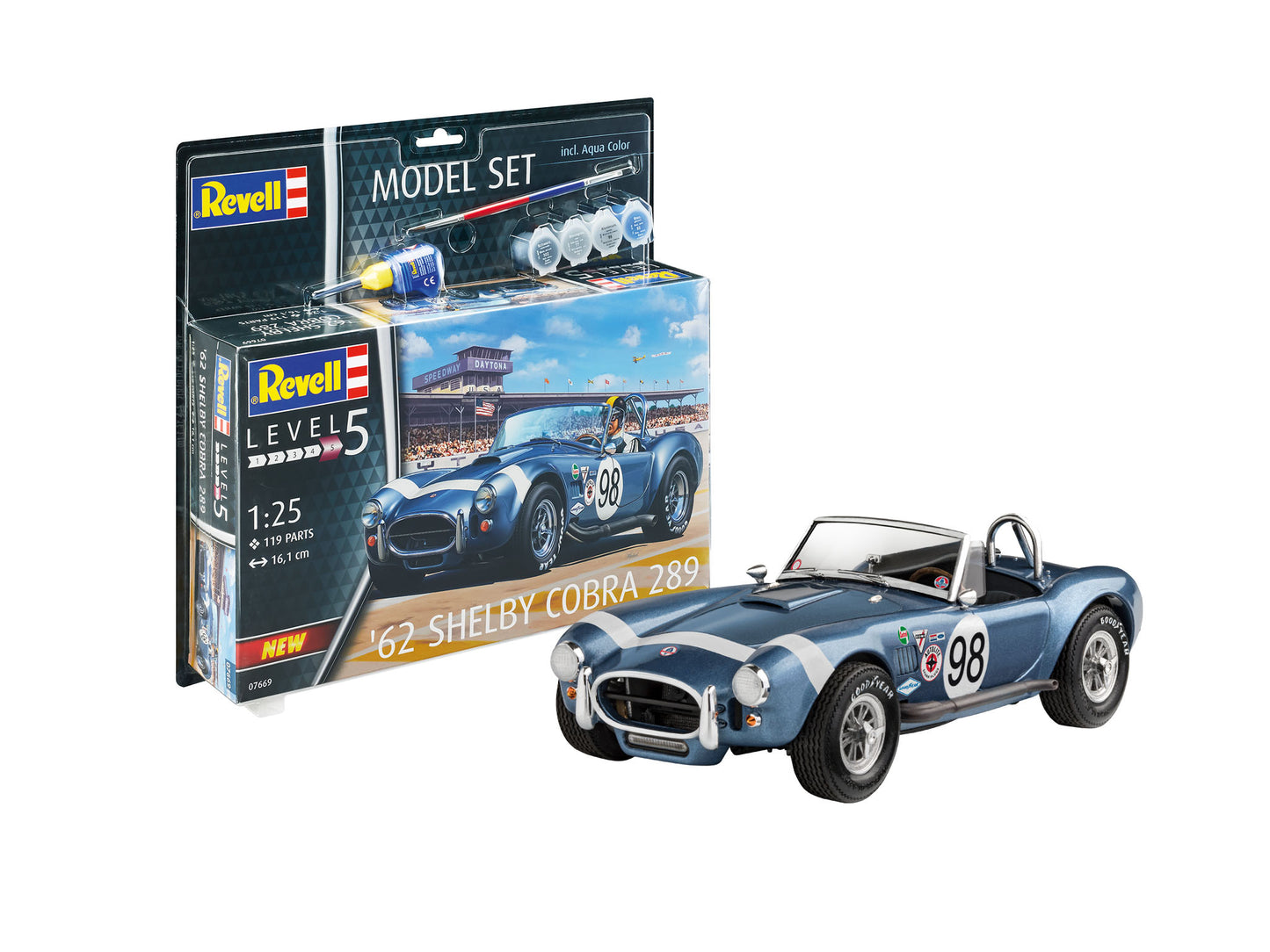 Revell of Germany 67669 1:25 1962 Shelby Cobra 289 Car Kit w/Paint & Glue